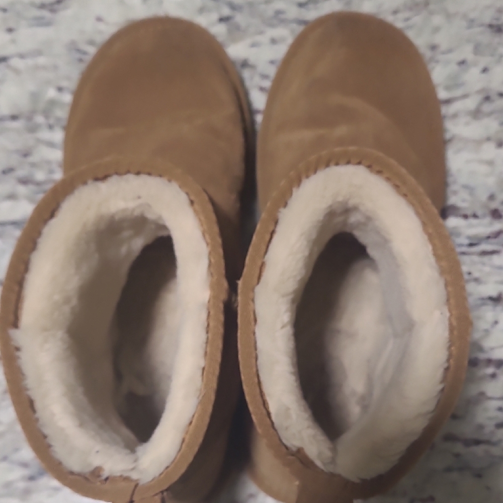 Tan Suede Ankle Boots with Faux Fur Lining - Picture 7 of 7